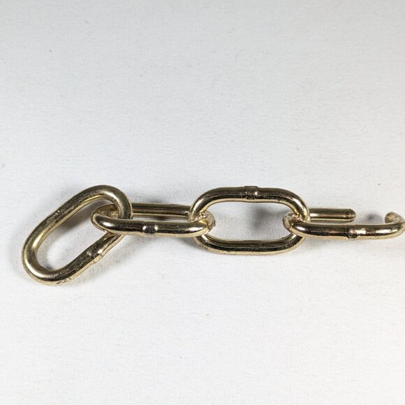 Linked chain bottle opener, gold toned metal welded chain - Picture 2 of 7